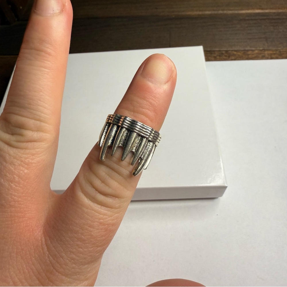 Silver fang ring